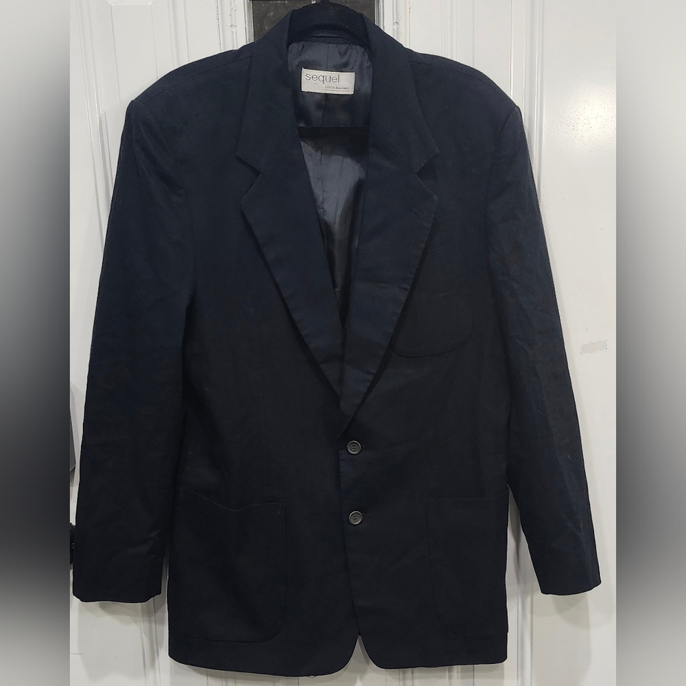 Sequel Louis Raphael navy blue linen cotton sportscoat blazer men's size 40R